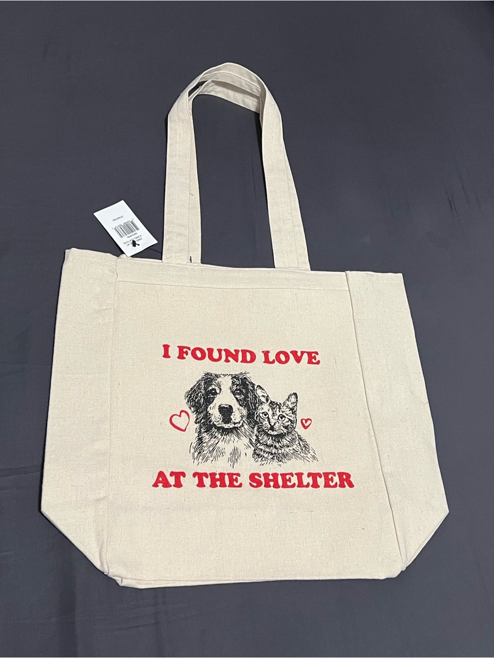 I Found Love At The Shelter Natural Canvas Pet Tote Bag